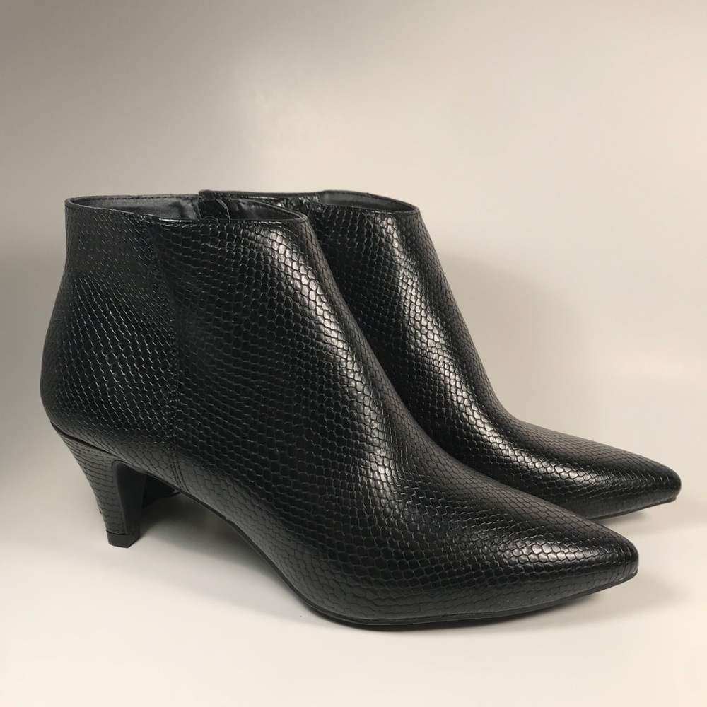 Time and Tru Black animal print kitten heel bootie